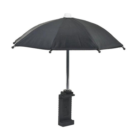 Compact Waterproof Umbrella for Camera and Phone Sun Protection - small black clip-on umbrella for outdoor photo and phone weather shielding
