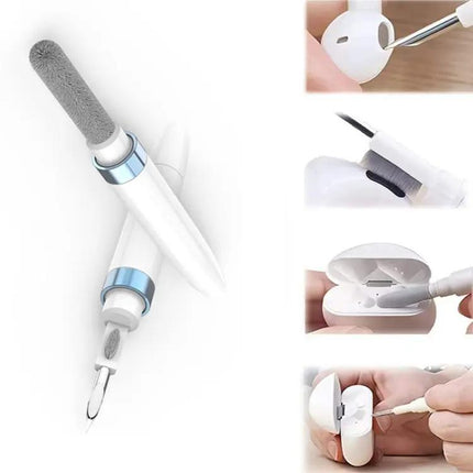 Dual-Tip Earphone Cleaning Pen With Metal Nib Flocked Tip