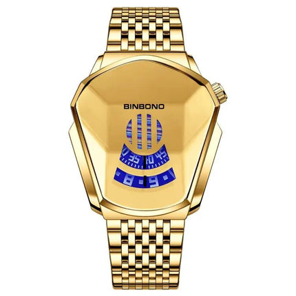 BINBOND Men's Locomotive Concept Steel Belt Watch with Classic Design