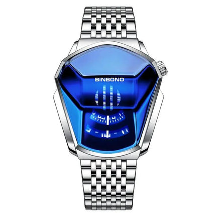 BINBOND Men's Locomotive Concept Steel Belt Watch with Classic Design