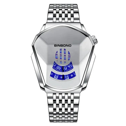 BINBOND Men's Locomotive Concept Steel Belt Watch with Classic Design