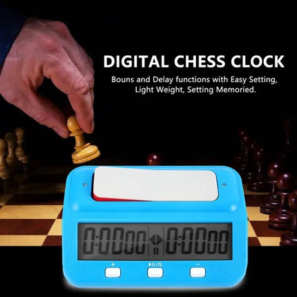 Plastic Chess Clock For Chess Games Blue With Clear Display