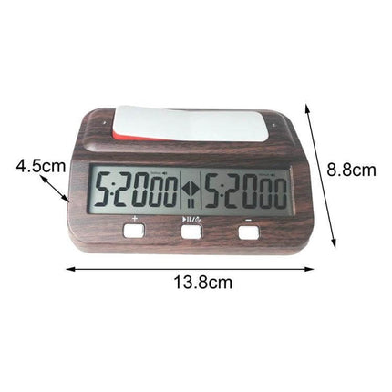 Plastic Chess Clock With Wood Grain Finish For Casual Games compact digital timer with large LCD, ABS shell, dual chips and countdown/positive modes
