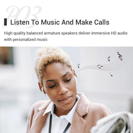 Earphones for Daily Language Translation During Travel Interactions - woman using earphones to listen to music and make calls while traveling