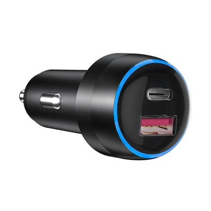 Dual-Port Car Charger For Everyday Phone Charging compact black car adapter with two USB ports PD 3.0 QC3.0 PPS 63W max, aluminum shell