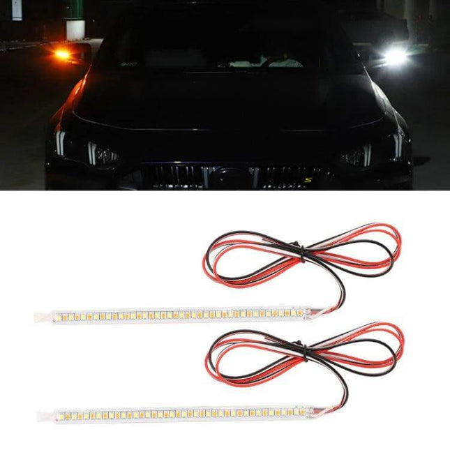 Car Rearview Mirror LED Turn Signal Streamer 14cm Pair slim bendable LED strips for mirror edge 12V 12W increased daytime and adverse weather visibility