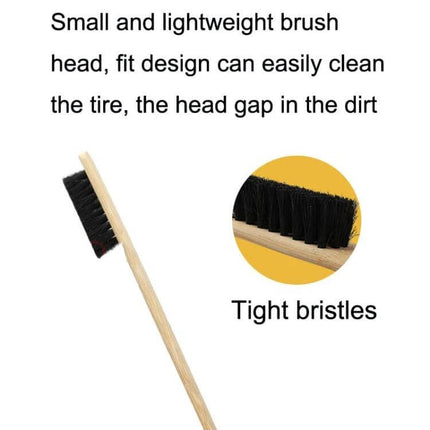 Long Bamboo Cleaning Brush for Automotive Engine and Tire Care - long bamboo brush with tight natural bristles and sturdy handle for engine and tire cleaning