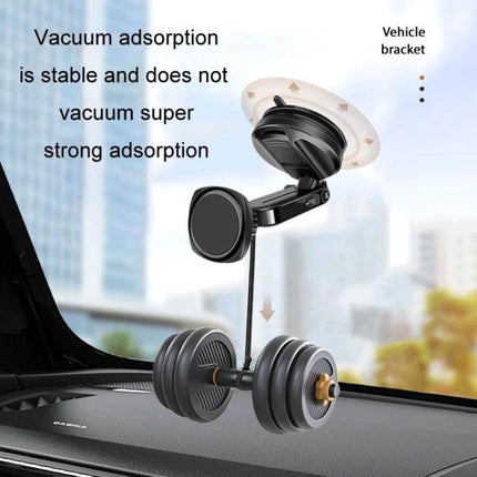 Car Telescopic Suction Cup Magnetic Phone Holder Non Slip mounted on dash with telescopic arm, suction cup and 220° swivel for stable hands-free use