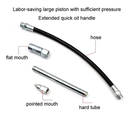 Handheld Grease Gun for Everyday Vehicle Maintenance Tasks — flexible hose, hard tube and flat/pointed nozzles for quick, mess-free lubrication