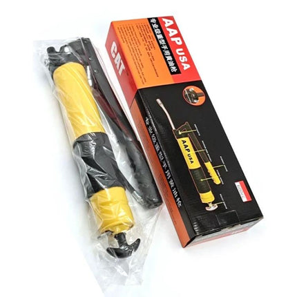Handheld Grease Gun for Everyday Vehicle Maintenance Tasks - yellow handheld grease gun with leaf-type pull rod and packaging