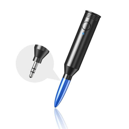 M416 Car Bluetooth Receiver Black For In Car Audio — compact black Bluetooth 5.3 AUX adapter with USB‑C charging and built‑in mic for hands‑free calls
