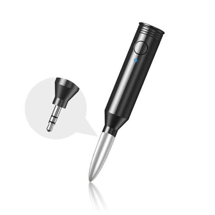 M416 Car Bluetooth Receiver Black For In Car Audio - compact black Bluetooth 5.3 AUX adapter with USB-C charging and built-in mic