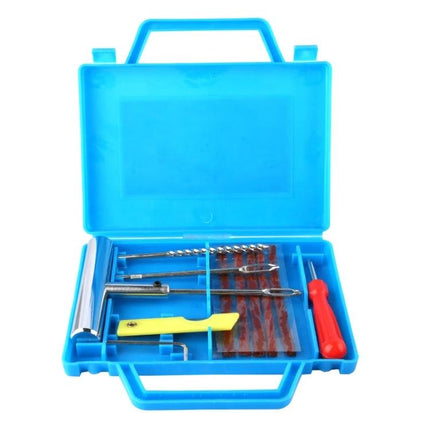Practical Tire Repair Kit for Roadside and Daily Car Fixes - blue portable kit with plugs, reamer, insertion tool and screwdriver for quick tire fixes