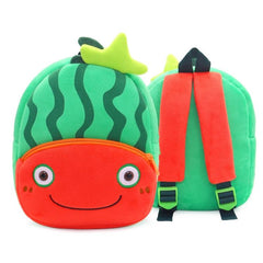 Mochila infantil con dibujos de frutas y verduras de peluche