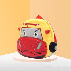 Charming Plush Cartoon Car Kids Backpack - Lightweight Toddler Shoulder Bag