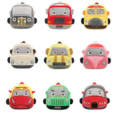 Charming Plush Cartoon Car Kids Backpack - Lightweight Toddler Shoulder Bag