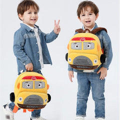 Charming Plush Cartoon Car Kids Backpack - Lightweight Toddler Shoulder Bag