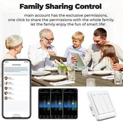 Tuya ZigBee Smart Switch for App and Voice Home Control family using app and voice to share device control with timer and smart assistants