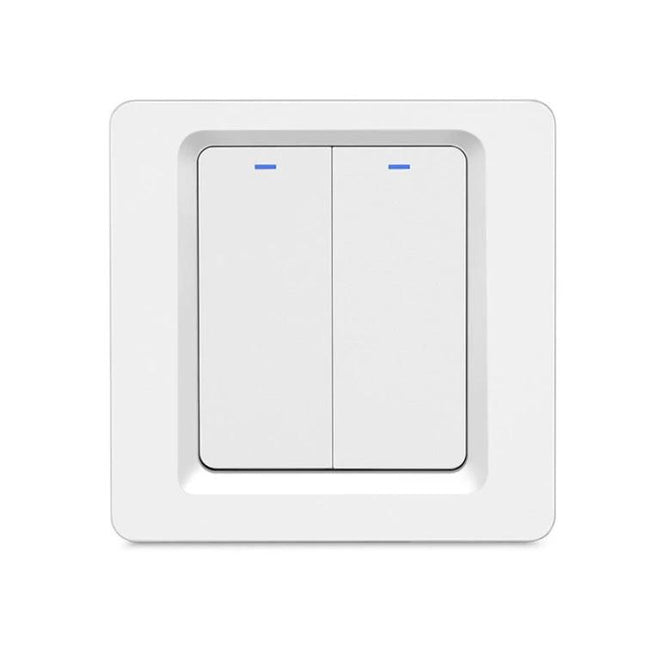 Tuya ZigBee Smart Switch for App and Voice Home Control white dual rocker wall switch with LED indicators for app and voice automation