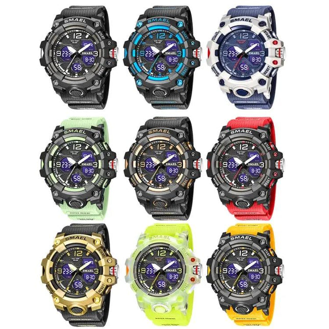 SMAEL 8008 Men's Waterproof Luminous Sports Watch, Black | Syndmart
