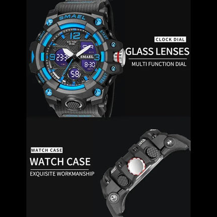 SMAEL 8008 Men's Waterproof Luminous Sports Watch, Black | Syndmart