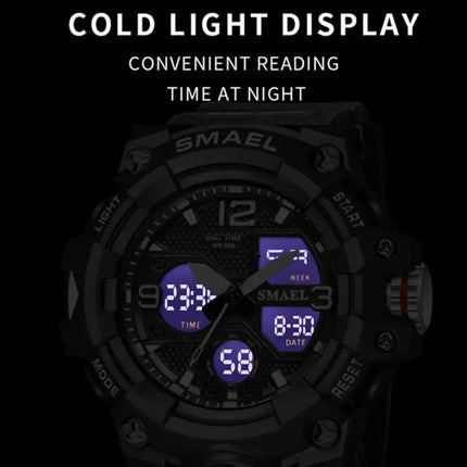 SMAEL 8008 Men's Waterproof Luminous Sports Watch, Black | Syndmart