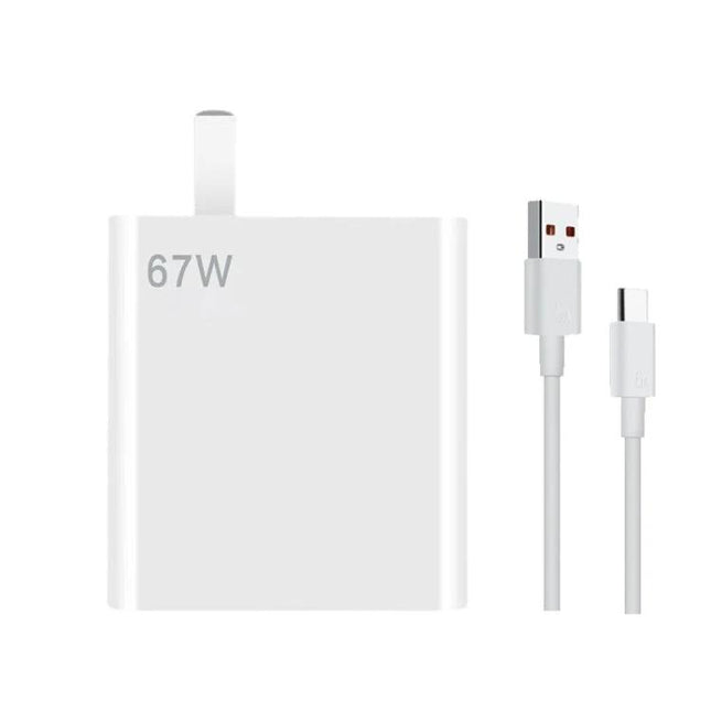 Universal Charger for Daily Xiaomi and Redmi Phone Needs - 67W white USB-C charger and cable for fast everyday charging