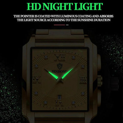 BINBOND Rectangular Waterproof Quartz Outdoor Watch for Men