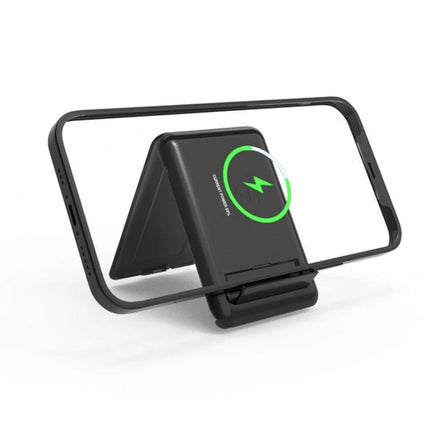 Portable Folding Phone Stand and Wireless Charger for Daily Use - ultra‑compact folding wireless charging stand holding phone horizontally
