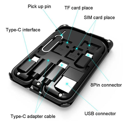 Portable Folding Phone Stand and Wireless Charger for Daily Use – compact folding stand with Type-C, USB, TF and SIM card slots, pick up pin and 8Pin connector