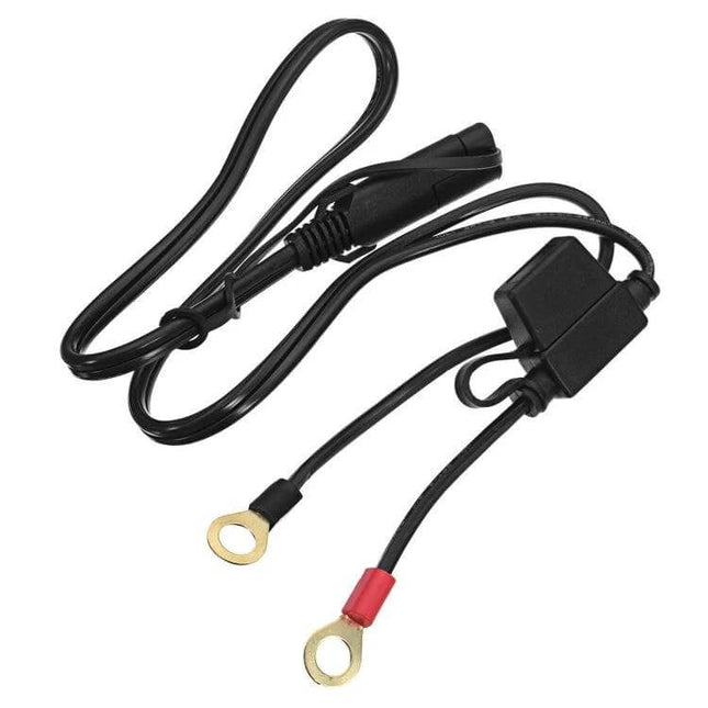 Motorcycle Quick Disconnect SAE Extension Cable for Batteries with ring terminals and quick disconnect plug for motorcycle and snowmobile battery access