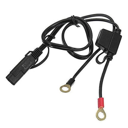 Motorcycle Quick Disconnect SAE Extension Cable for Batteries - black cable with ring terminals and quick-disconnect plug