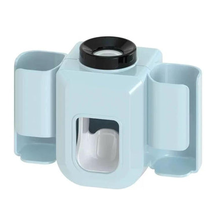 Practical Wall-Mounted Toothpaste Holder for Everyday Bathroom Use - wall mount dispenser with dual cup holders and push-to-dispense design