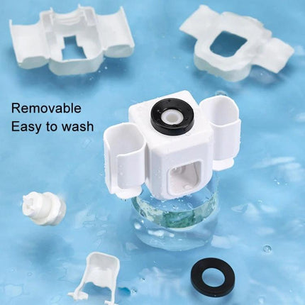 Practical Wall-Mounted Toothpaste Holder for Everyday Bathroom Use - white removable dispenser parts shown, easy to wash and install