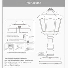 GIVELONG Vintage USB Charging Table Lamp with Adjustable Color Temperature