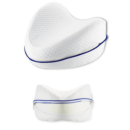 Memory Foam Leg Pillow With Double Inner Groove For Orthopedic Support - white contoured knee support pillow for side sleepers