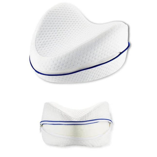 Memory Foam Leg Pillow With Double Inner Groove For Orthopedic Support - white contoured knee support pillow for side sleepers