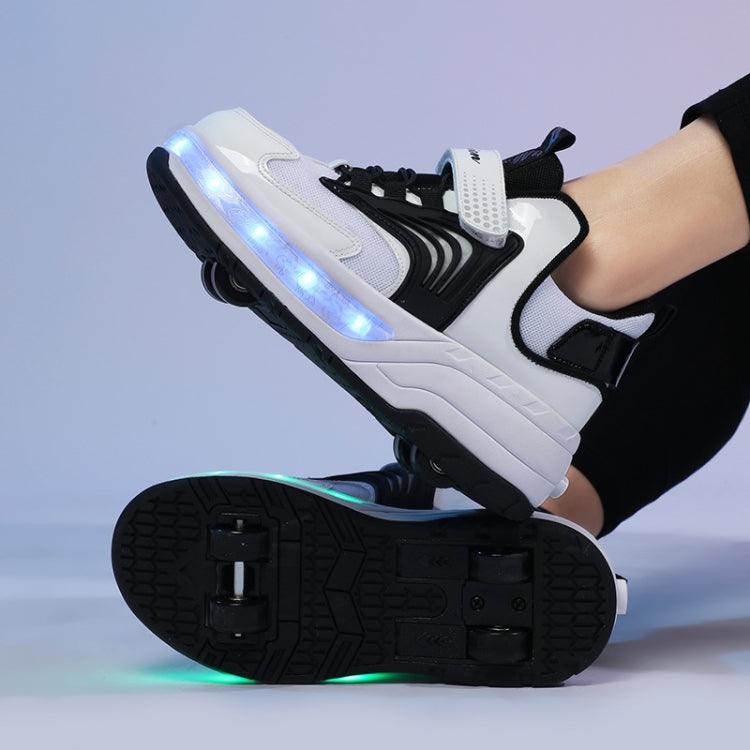 Luminous Deformation Roller Shoes for Kids - Compact 4-Wheel Walking Sneakers