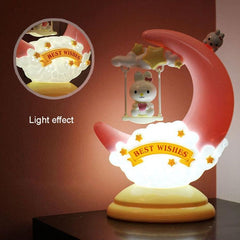 Whimsical Animal-Themed Moon Table Lamp for Kids' Rooms - LED Night Light