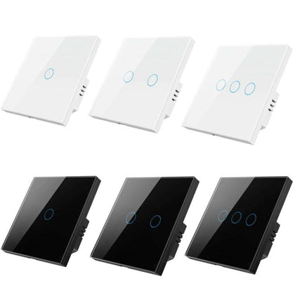 Tuya Smart Touch Wall Switch for Voice-Controlled Home Lighting - white and black 1/2/3-gang touch panel options for Alexa voice control