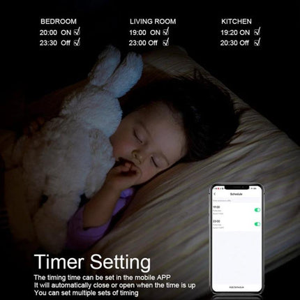 Tuya Smart Touch Wall Switch for Voice-Controlled Home Lighting - baby sleeping with scheduled timers shown on phone app