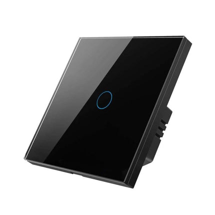 Tuya Smart Touch Wall Switch for Voice-Controlled Home Lighting black glass touch panel with blue LED ring for Alexa voice control