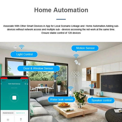 Tuya Wireless Gateway for Smart Home Device Control connecting lights sensors locks and app for automated home scenes