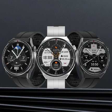 A Versatile Watch for Daily Fitness and Outdoor Activities - three smartwatches showing heart rate, steps, notifications and call icon
