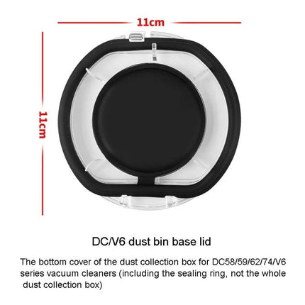 Replacement Sealing Ring for Dyson Vacuum Dust Bin Maintenance - black DC/V6 dust bin base lid, 11cm diameter, replacement sealing ring