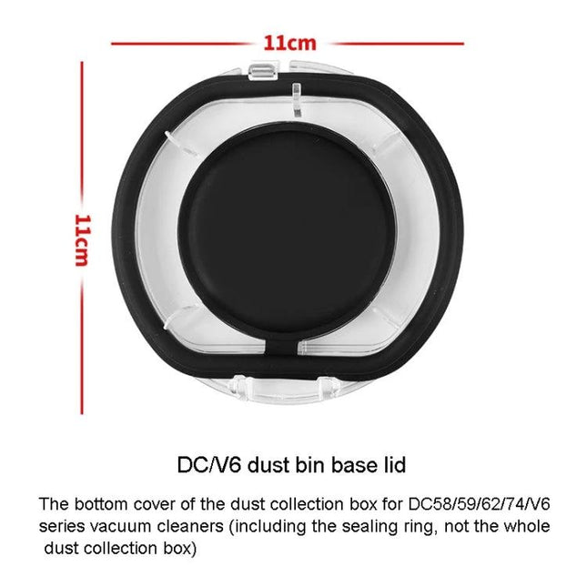 Replacement Sealing Ring for Dyson Vacuum Dust Bin Maintenance - black DC/V6 dust bin base lid, 11cm diameter, replacement sealing ring