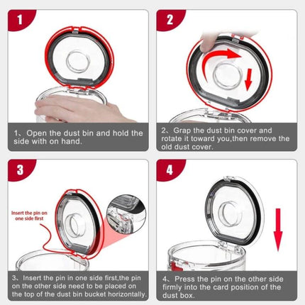 Replacement Sealing Ring for Dyson Vacuum Dust Bin Maintenance - step-by-step install guide showing ring placement and dust bin cover removal