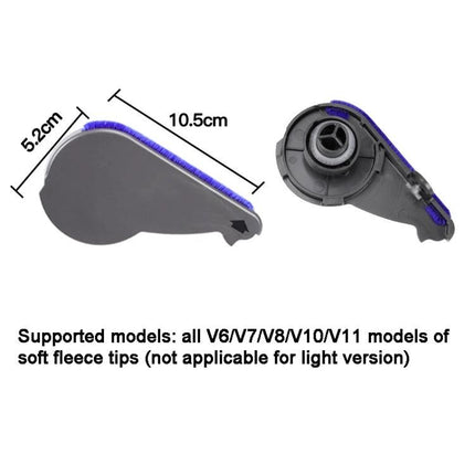 Dyson Soft Velvet Suction Head Side Cover Replacement black ABS side cover with purple soft velvet edge, 10.5cm x 5.2cm, compatible with V6-V11 models