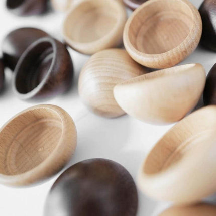Mushroom Car Air Vent Aromatherapy Ornament Solid Wood showing natural wood mushroom caps in light and dark finishes for car vent scenting