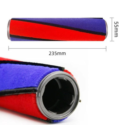 Replacement Soft Roller Head Parts for Dyson Vacuums - red and purple 235mm soft roller brush replacement showing dimensions and end fitting